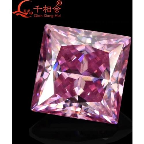 Pink color Square shape princess cut Sic material moissanites loose stone by qianxianghui