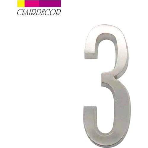 Adhesive 4" 101mm Height House Number Sticker Door Number for House Digits Zinc Alloy Satin Nickel Mailbox Address Sign #3
