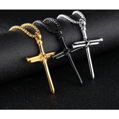 Silver/Gold/Black Cross Pendant Stainless Steel Jewelry for Men Box CHain including Fashion Jewelry