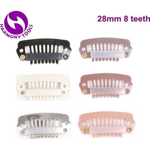 100 Pieces 28mm 8-teeth Silicone Coated Hair Extension Snap Clips with Stainless Steel Material - 7 Different Colors IN STOCK