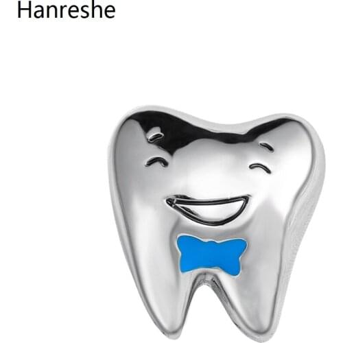 Hanreshe Personalized Tooth Enamel Brooch Pins Silver-plated Metal Lovers Jewelry Accessories Badge for Woman Doctor and Nurse