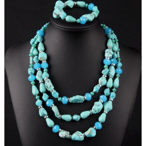 ROSE LIFE New Bohemian Ethnic Vintage stone Choker Necklaces Jewelry Set Multilayer Statement Beaded Necklaces for Women