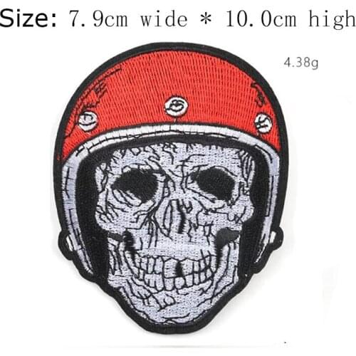1pc Baseball skull embroidery patch Free shipping 10cm high iron on sew on for clothing/red cap/Athletes/face