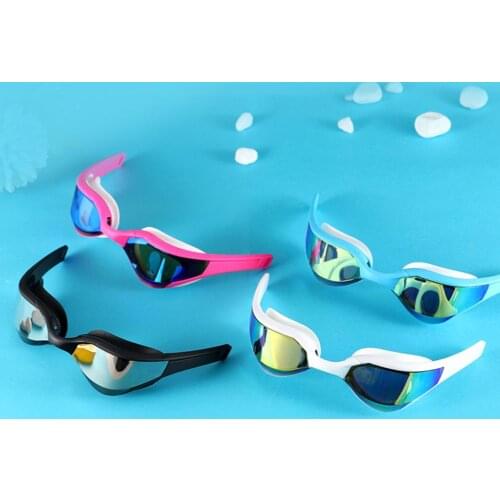 1PCS PC Coated Swimming Goggles Swimming Competition Goggles Anti-fog Plating Unisex Glasses Silicone Swimming Goggles