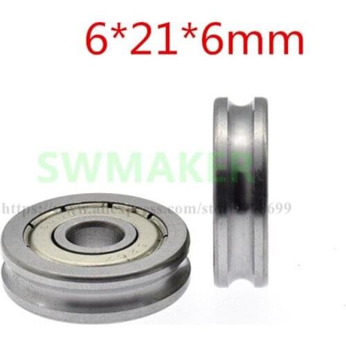 10pcs 6*21*6mm 626 bearings, U grooved roller with groove, conductor groove wheel, 3 mm diameter track wheel
