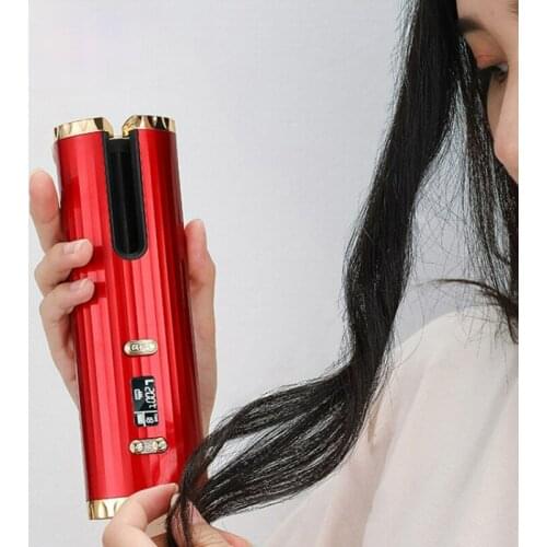 2021 Portable Usb No Heat Auto Rotating Ceramic Wireless Flat Iron Hair Curler Roller Cordless Automatic Hair Crimper
