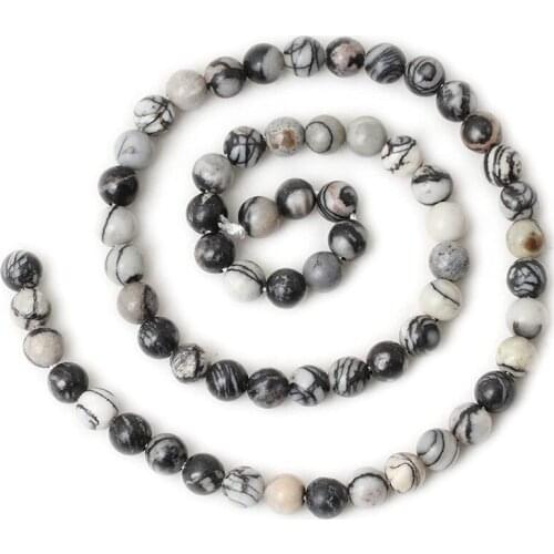 48PCS Of 8Mm Natural Round Loose Beads For Jewelry Making