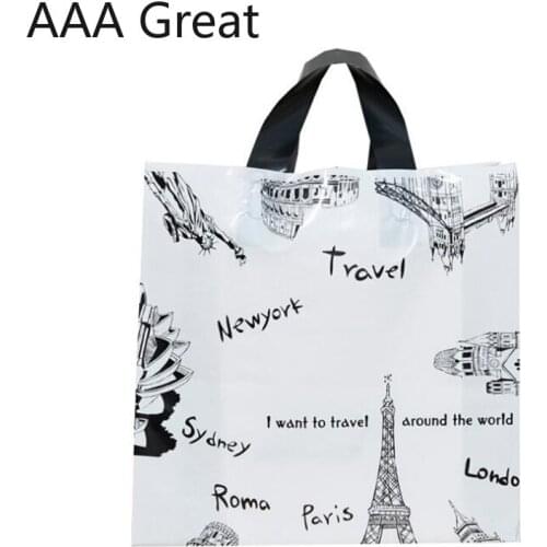 50Pcs/Lot Clothing Store Fashion Plastic Hand Bag Handle Supermarket Shoes Packaging Candy Chocolate Cosmetic Pouches Food Bags