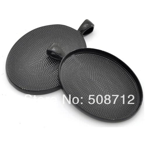 Free Ship!!! 50pcs 30x40mm Antique Black Cameo Setting Blank Pendant Trays - Cabochon Setting - Bezel Setting - Pendant Setting