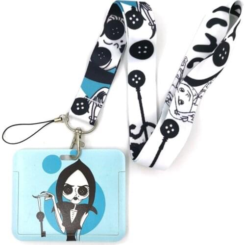 Coraline Horror Movie Key lanyard Car KeyChain ID Card Pass Gym Mobile Phone Badge Kids Key Ring Holder Jewelry Decorations