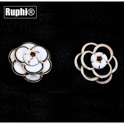 Shiny Gold metal mini enamel Camellia pin brooch or cardigan collar pin brooch fashion accessories for women