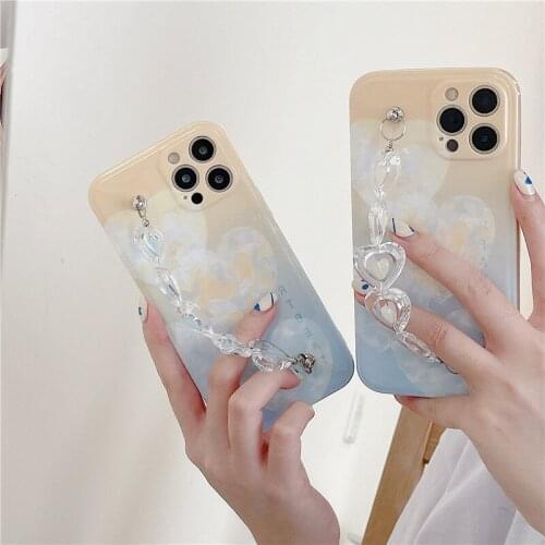 PINZHENG Mobile Phone Case For iPhone 7 8 7Plus 8Plus Love Chain Silicone Protective Cover For iPhone X XS XR 11 12 Pro Max Case