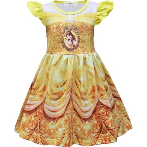 Baby Girl Cartoon Princess Dress Up Carnival Clothes Ruffles Sleeveless Soft Milksilk Dress