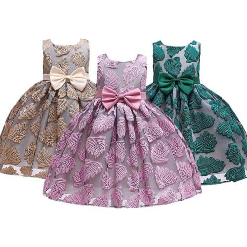 Children Dress girl Ceremonies Party dress Bow tutu girl dress Party Embroidered Princess Wedding Gown Baby kids Christmas Dress