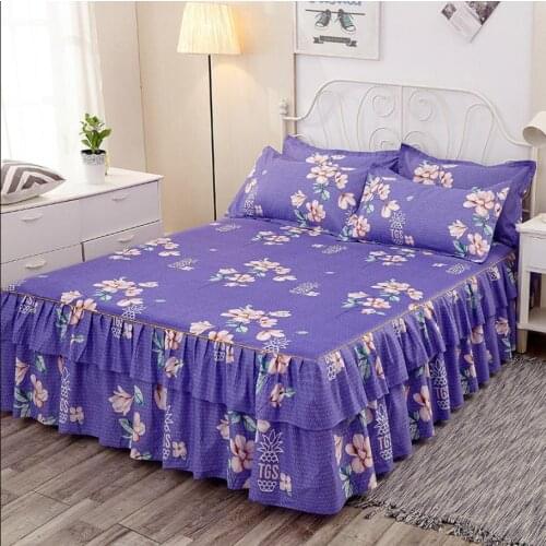 Home Textile Aloe Cotton Bed Skirt Bed Linen Lace Bedspread Cartoon Bed Cover Twin Full Queen Size With Pillowcase F0391