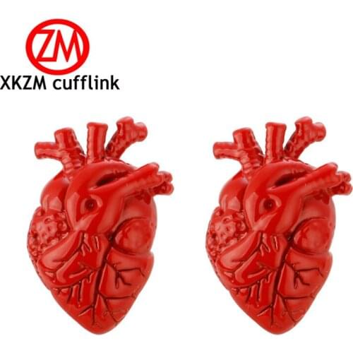 Formal Red heart Cufflink for Mens Suits Buttons Geometric Wedding Cufflink French Grooms Shirt Brand Cuff Links