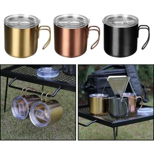 Double Walled Insulated Coffee Mugs Camping Outdoor Coffee Tea Mug Cup 400ml Capacity