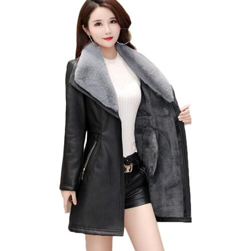 Women PU Leather Jacket Winter Bomber Jackets Warm Windproof Leather Jackets Plus size Womens Motorcycle Jackets Overcoat F1087