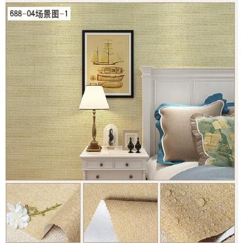 Linen plain seamless decorative wall stickers home decoration non-woven living room background moisture-proof wall covering cust