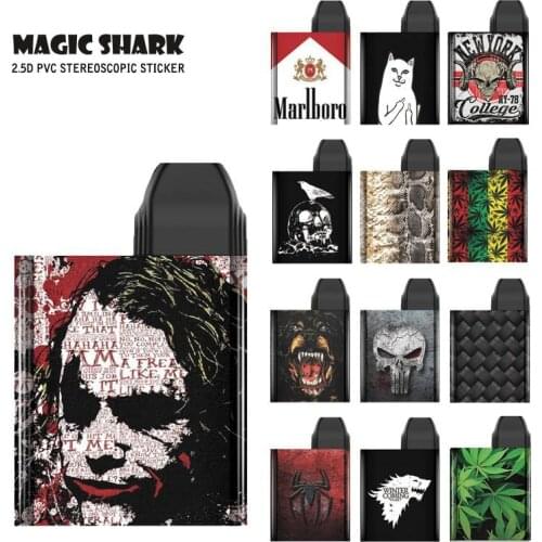 Magic Shark Hot Sale Original 3M Stereo Cat Winter Coming Weave Leaf Skull PVC Sticker Film Case for Uwell Caliburn Koko