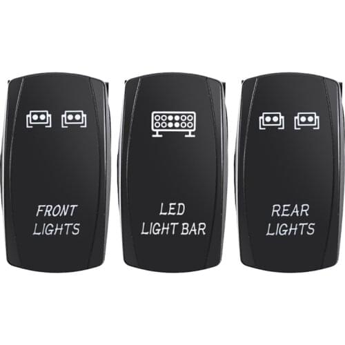 MAYITR 3pcs Blue LED ON-OFF Rocker Switch Front Rear Light Bar Switch For UTV Polaris RZR 900 1000 Ranger Car Boat Trucks