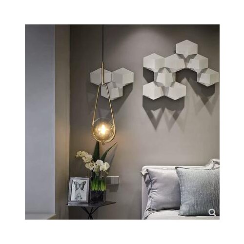 Postmodern minimalist bedroom bedside lamp single head designer Nordic personality bar restaurant glass ball chandelier
