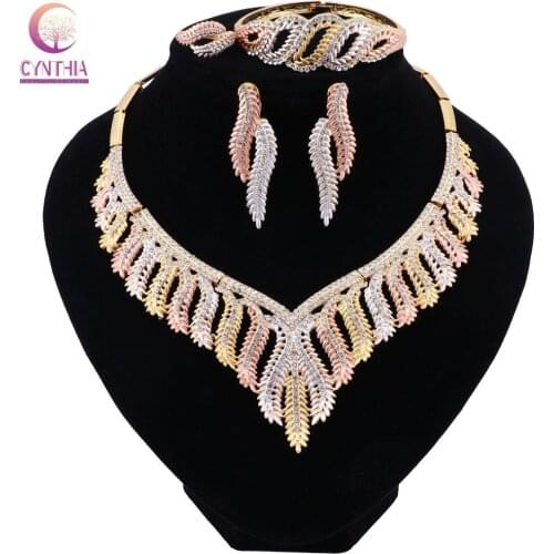 CYNTHIA Fashion African Beads Jewelry Sets Dubai Gold Color Brand Jewelry Set Woman Wedding Costume Design Statement Jewelry Set