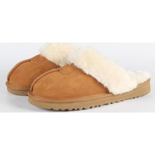 Fashion Ladies Winter Slippers Natural Fur Slippers Female High Quality Soft Warm Indoor Slippers Australian Ladies Home Flats