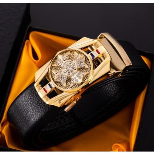 Mens Belts Are Red When Running Belts, Mens Rotating Sports Cars, Casual Business Hundred with Automatic Buckle Belts