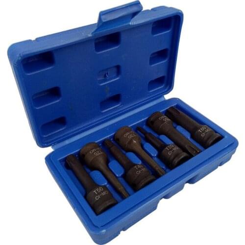 Pneumatic 3/8" Drive 7-Piece Standard Length Fractional Master Socket Set, T/M/H Shaped, Metric Universal Socket