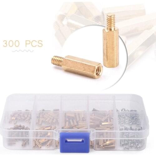 New 300X Brass M2 Hex Column Standoff Support Spacer Screw Nut Assortment Kit
