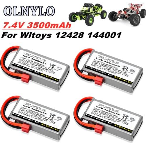 NEW 7.4V 3500mAh 40C RC Lipo Battery For Wltoys 144001 12428 12423 124019 RC Car spare parts 2s Car rechargable Lipo battery
