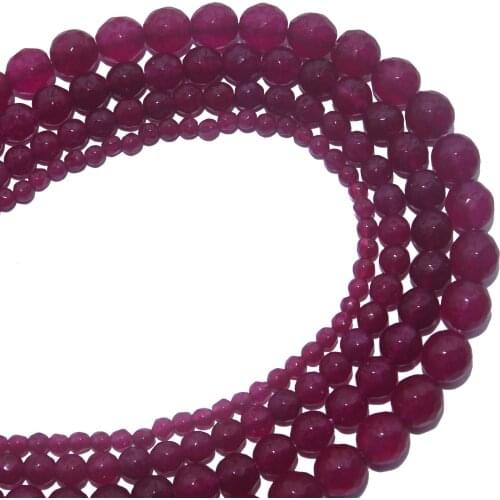 Faceted Natural Stone Red Chalcedony Jades Loose Beads 4 6 8 10 MM Pick Size For Jewelry Making Diy Bracelet Necklace