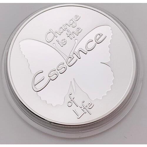 Lucky Butterfly Silver Plated Souvenir Coin for Change is the Essence of Life Collection Festival Gifts
