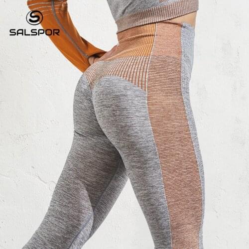 SALSPOR Women Knitting Leggings Sexy Push Up High Waist Pants Gym Activewear Seamless Leggins Mujer Workout Femme Jegging
