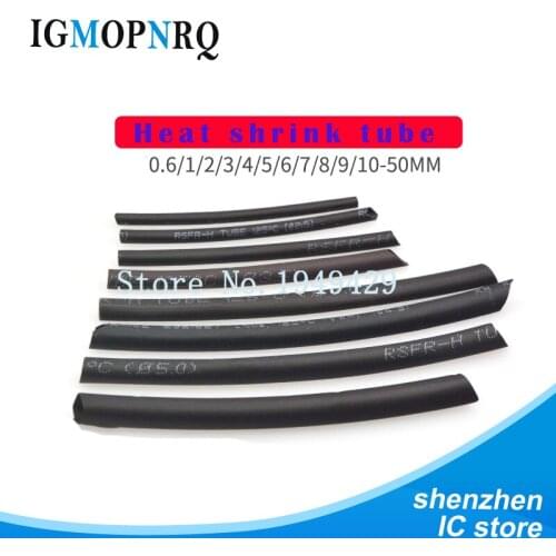 5Meters Heat shrinkable tube 1mm 1.5mm 2mm 3mm 4mm 5mm 6mm Black Insulation Sleeve