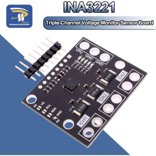 1Set I2C SMBUS INA3221 Triple-Channel Shunt Current Power Supply Voltage Monitor Sensor Board Module Replace INA219 With Pins