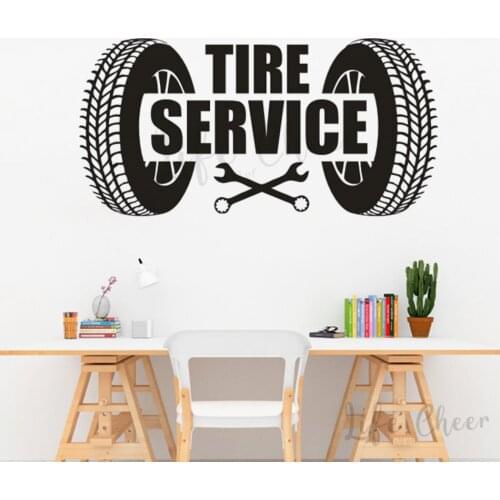 Auto Car Service Wall Art Decals Tire Service Logo Wall Vinyl Sticker Car Station Sign Wall Murals Garage Decoration AZ1020