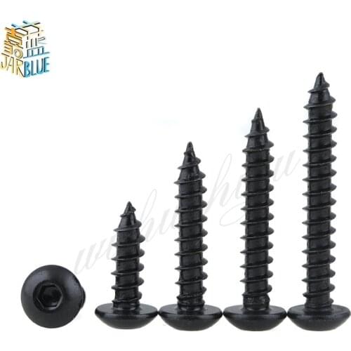 20/50Pcs M3 M4 M5 M6 Pan Head Hexagonal Self Tapping Screw Flat Head Screws Black 8.8 High Strength SS32