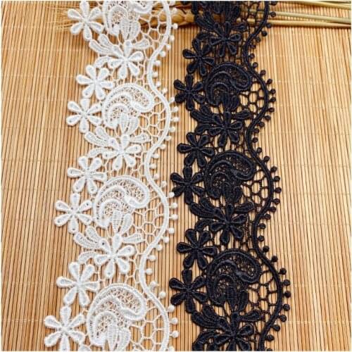 Water soluble polyester silk flower embroidery lace trim lace wave bar code Lolita wedding dress accessories DIY handmade
