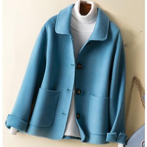 High Quality Woolen Coat Women Spring Autumn Fashion Double Sided Cashmere Outwear Loose Short Wool Jacket Ladies Clothes G1391