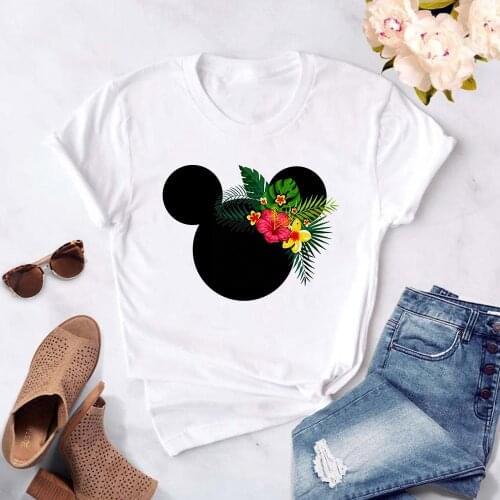Fashion Women T-Shirt Casual Loose Aesthetic Short Sleeve Summer Harajuku Ladies Mickey Mouse Head Tees Top