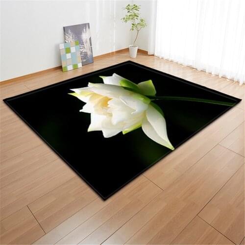 3D Lotus Flower Carpets Flannel Anti-slip Bedroom Bedside Floor Mat Dining Room Area Rug Home Decor Large Living Room Carpet