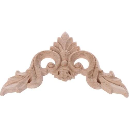 4pcs/set Wood Carved Corner Flower Onlay Applique Unpainted Frame Cupboard Cabinet Decal For Home Furniture Decor 8x8cm