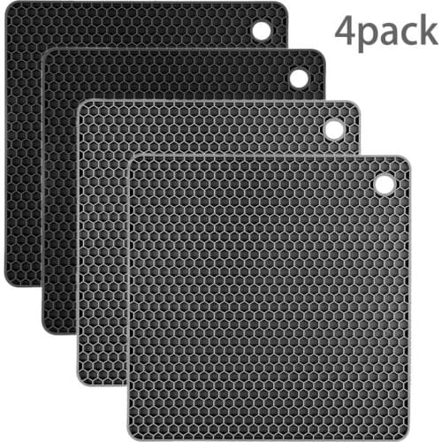 4Pack Silicone Trivets Pads for Hot Dishes - Heat Resistant Trivet Mats, Oven Pads, Hot Mats for Hot Pots and Pans