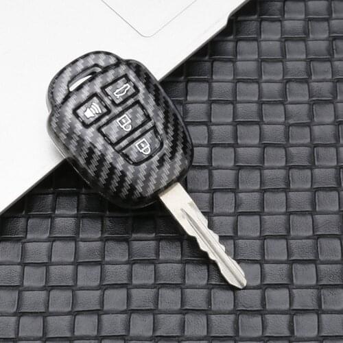 Carbon Fiber ABS For Toyota Camry Corolla RAV4 Vios Yaris 4 Buttons Car Remote Key Fob Shell Case keychain