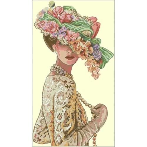 Flower hat Beauty patterns counted 11CT 14CT 18CT Cross Stitch Sets DIY Wholesale Cross-stitch Kits Embroidery Needlework