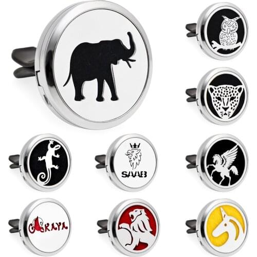 Lion Owl Elephant Essential Oil Perfume Car Diffuser 30mm Magnetic Open Locket 10pcs Pads Free