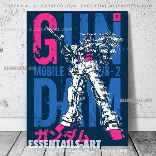 Gundam RX78-2 Blue Anime Poster Canvas Wall Art Painting Decor Pictures Bedroom Study Living Room Home Decoration Prints