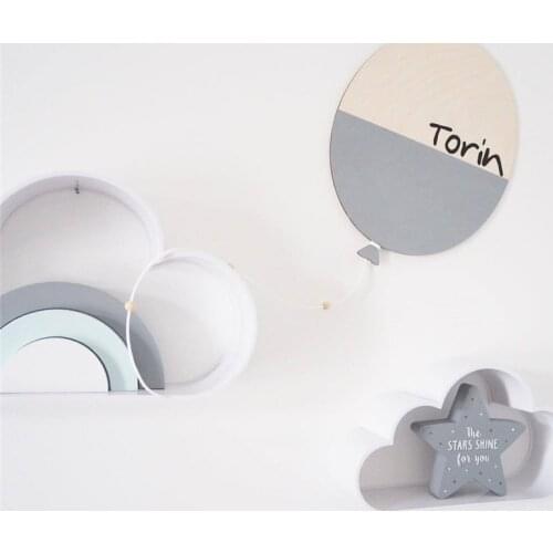 INS Nordic Wooden Balloon Wall Stickers For Kids Room Decoration Ornament Baby Bedroom Wood Mural Nursery Photo Props Home Decor